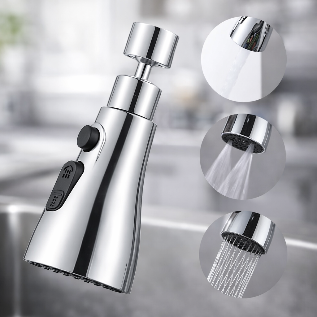 Douchette Evier Cuisine Robinet 360 Degrés | Tête de Robinet Rotative | 3 Modes Haute Pression