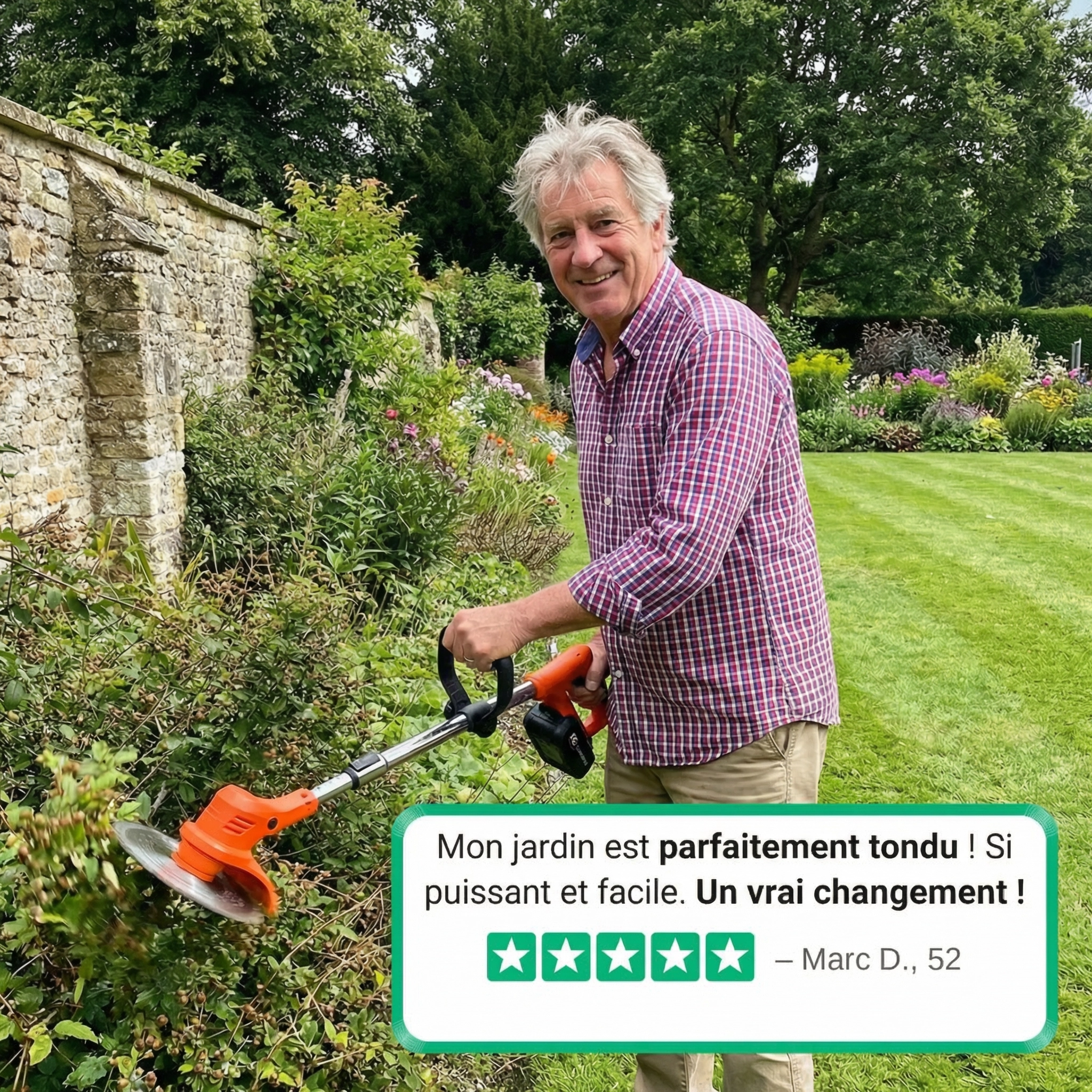 D80 PRO Débroussailleuse Sans Fil Haute Puissance – Coupe d'Herbe, Buissons et Branches Épaisses