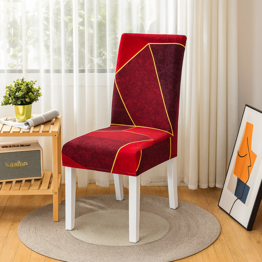 Housses de chaise géométriques extensibles en spandex (lot de 4)