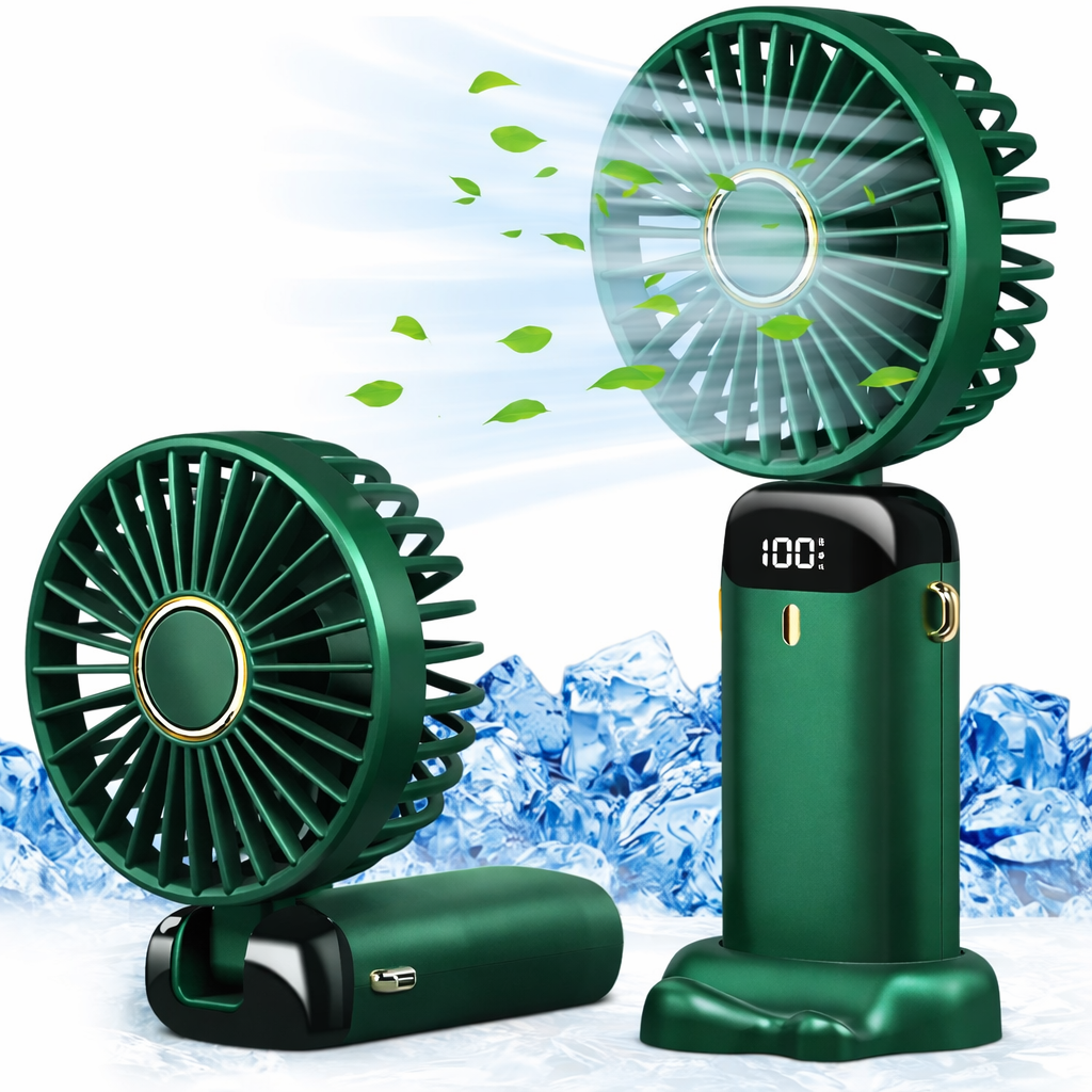 Ventilateur Portable USB Rechargeable 5 Vitesses | Mini Ventilateur Pliable avec Écran LED | Fraîcheur Optimale Bureau Voyage
