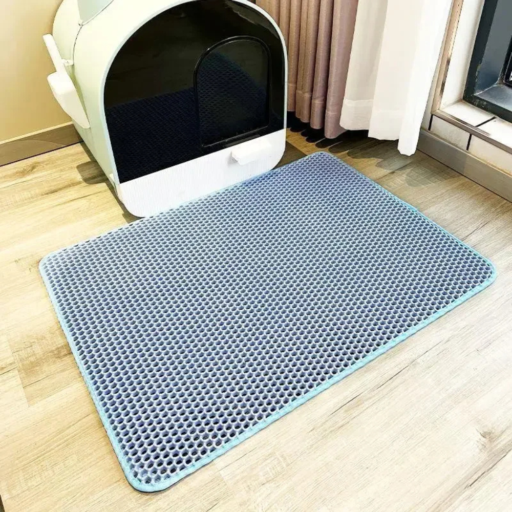 Tapis attrape-litière double couche pour chat – Anti-débordement et facile à nettoyer