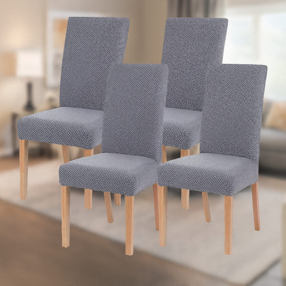 Housses de chaise en velours extensibles lavables (lot de 4