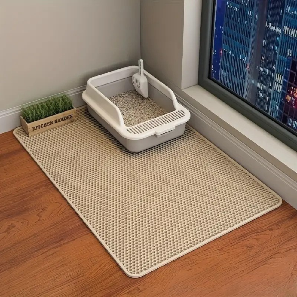 Tapis attrape-litière double couche pour chat – Anti-débordement et facile à nettoyer