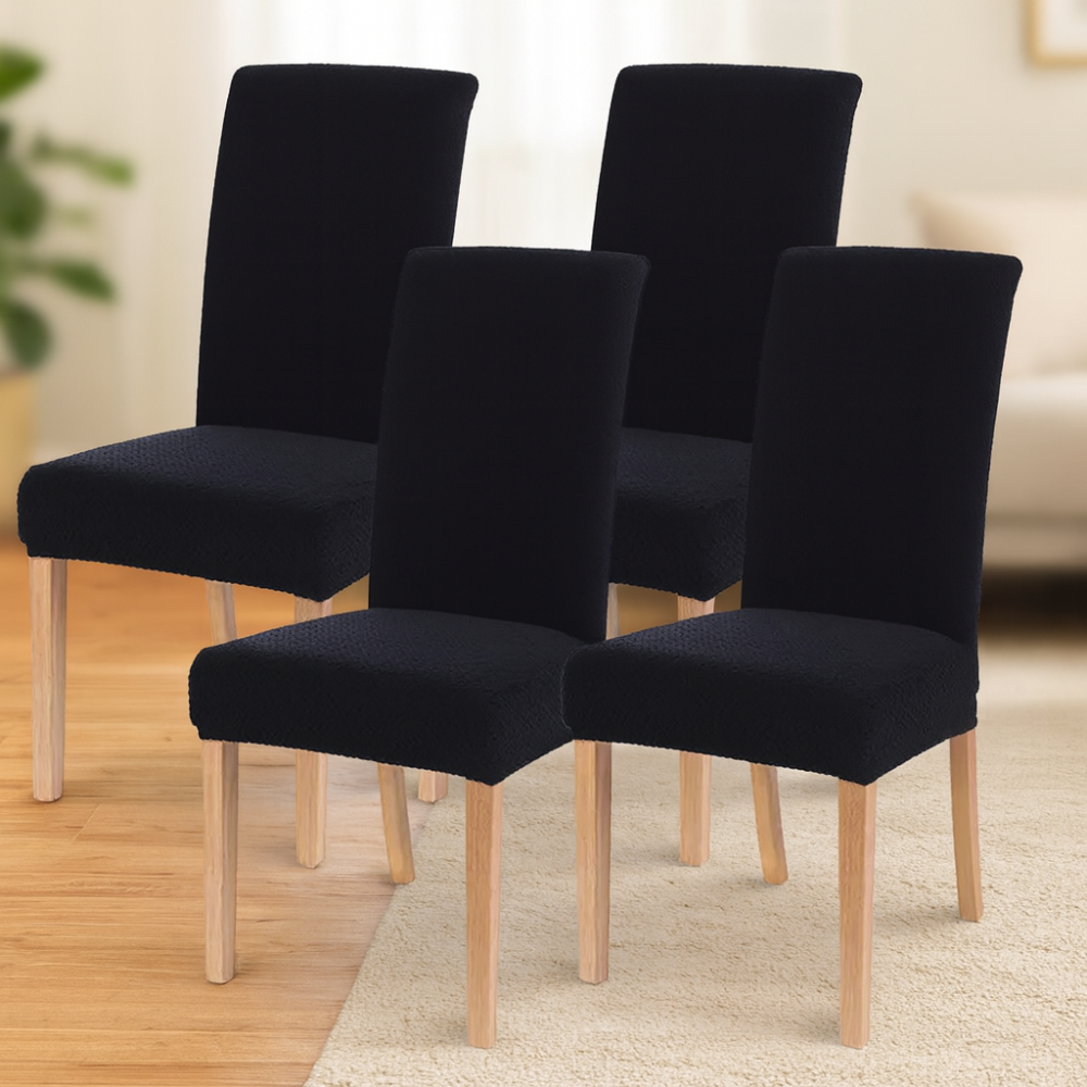 Housses de chaise en velours extensibles lavables (lot de 4