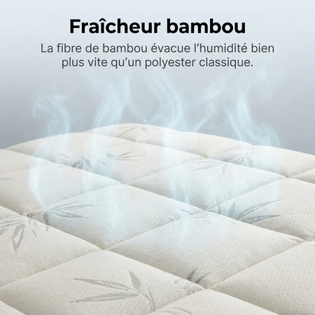 Nocéa | Surmatelas Bambou 3D Moelleux – Soulage le Dos et les Hanches, Fraîcheur Toute la Nuit