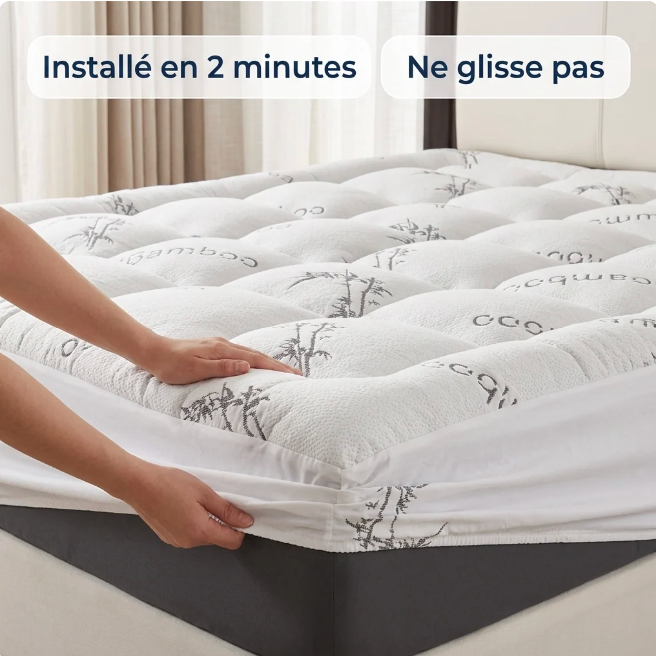 Nocéa | Surmatelas Bambou 3D Moelleux – Soulage le Dos et les Hanches, Fraîcheur Toute la Nuit