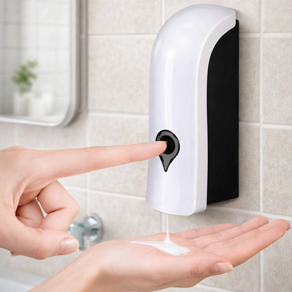 Distributeur de savon mural manuel 300ml rechargeable sans perçage