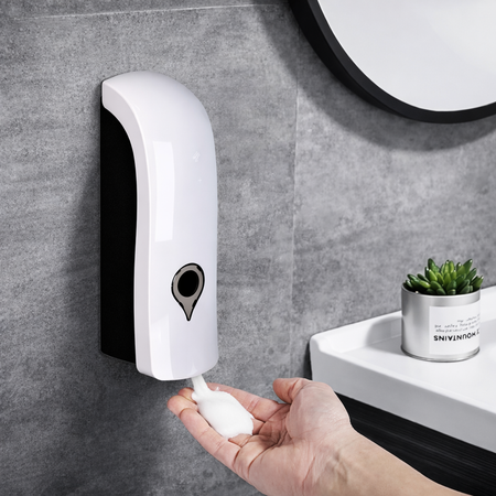 Distributeur de savon mural manuel 300ml rechargeable sans perçage