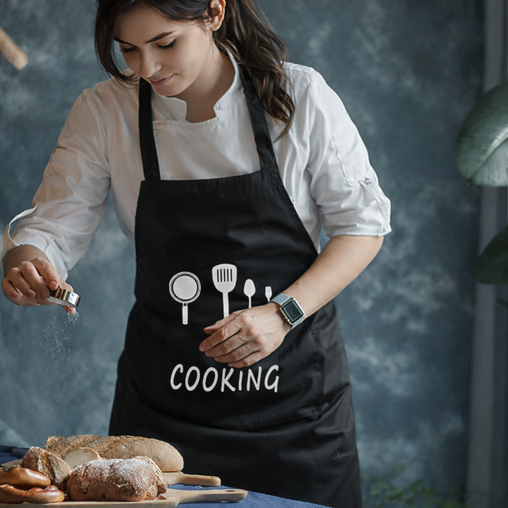 Tablier de Cuisine Imperméable “Cooking” Ajustable en Polyester – Unisexe, Résistant aux Taches et à l’Huile