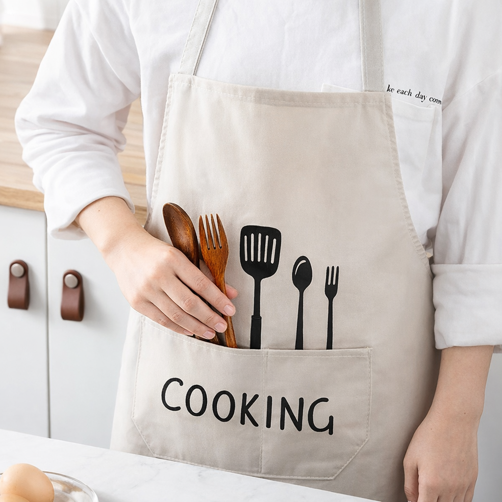 Tablier de Cuisine Imperméable “Cooking” Ajustable en Polyester – Unisexe, Résistant aux Taches et à l’Huile