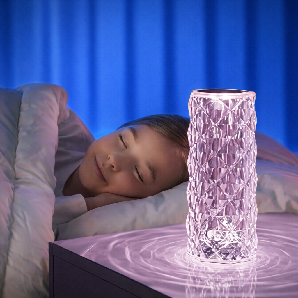 CrystalTouch LED Cristal – Lampe de Chevet & Lampe de Table 16 Couleurs Rechargeable USB