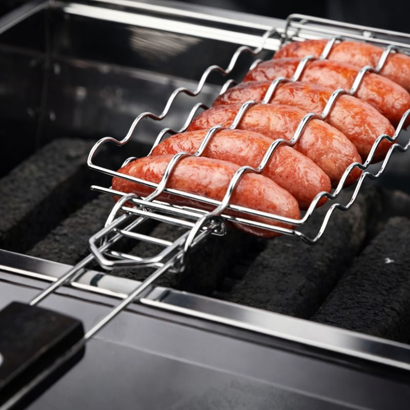 Grill’PRO | Panier à barbecue spécial saucisses en métal – Cuisson uniforme – Accessoire BBQ robuste