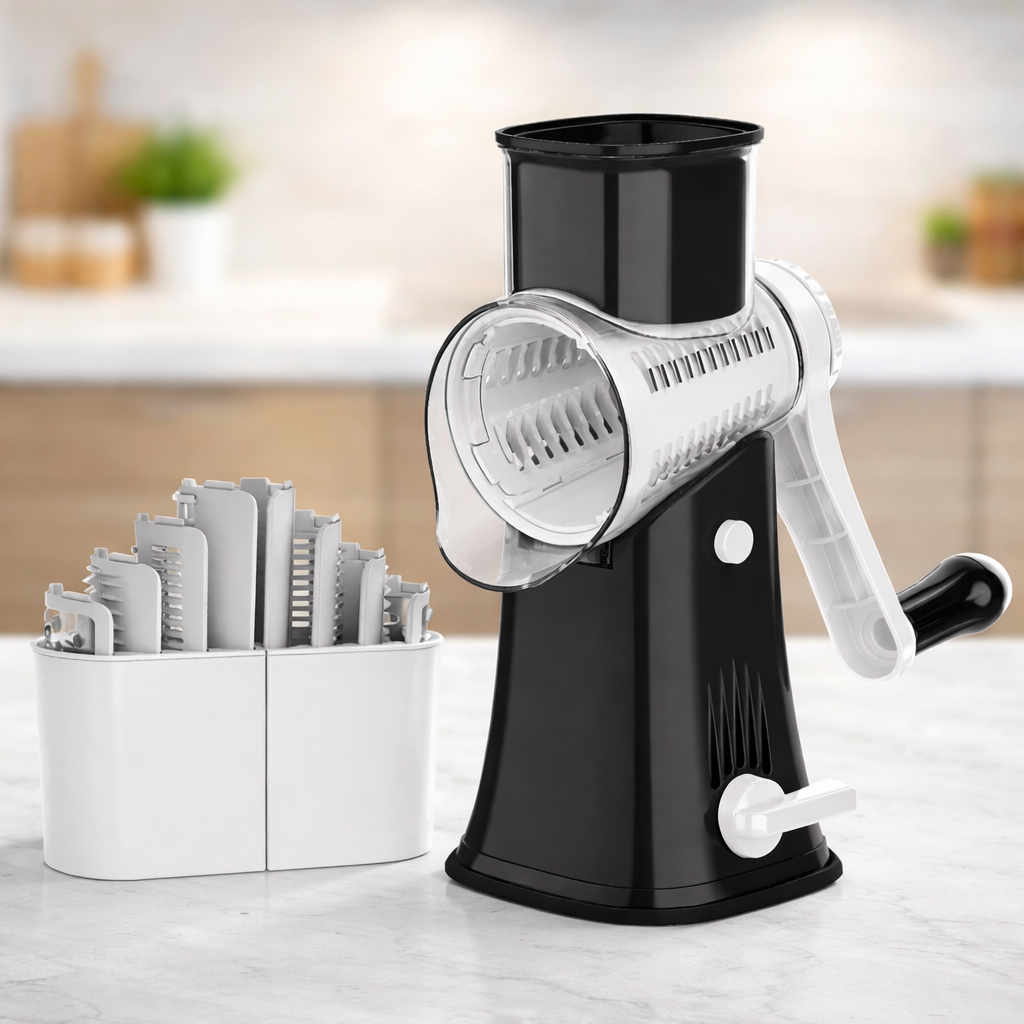 Hachoir à Légumes avec Lames de Tambour en Acier Inoxydable | Mandoline Multifonctions Rotative Manuelle