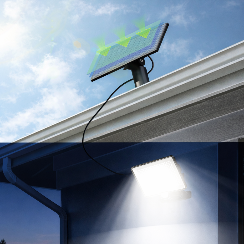 Lampe Solaire Exterieur Détecteur de Mouvement avec Télécommande – 342 LED Lumière Solaire IP65