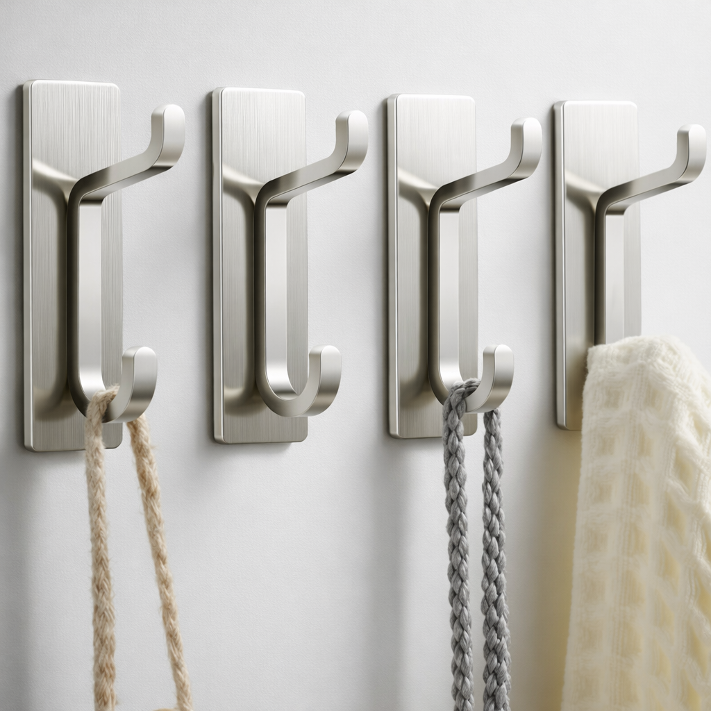 Crochets Muraux Adhésifs Noirs Multi-Usages (Lot de 4) – Sans Perçage