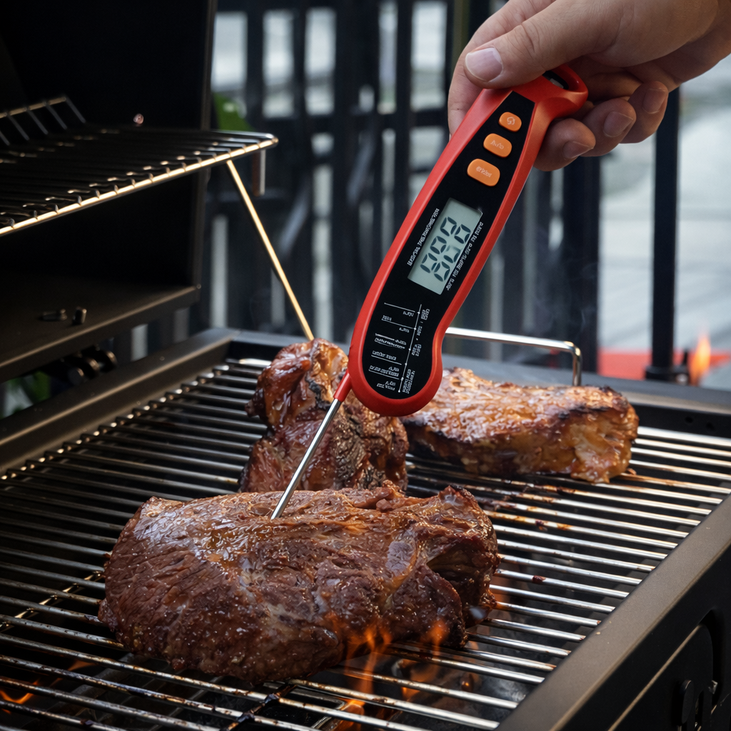Thermomètre de Cuisine Digital à Double Sonde Pliable en Inox