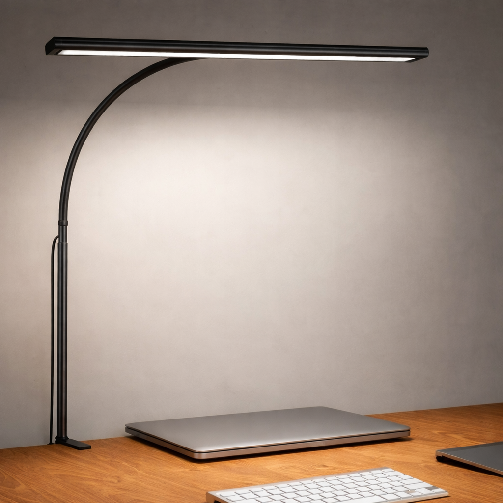 Lampe de Bureau LED à Pince Double Tête – 5 Modes de Couleur, 5 Niveaux de Luminosité