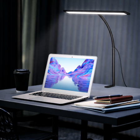 Lampe de Bureau LED à Pince Double Tête – 5 Modes de Couleur, 5 Niveaux de Luminosité
