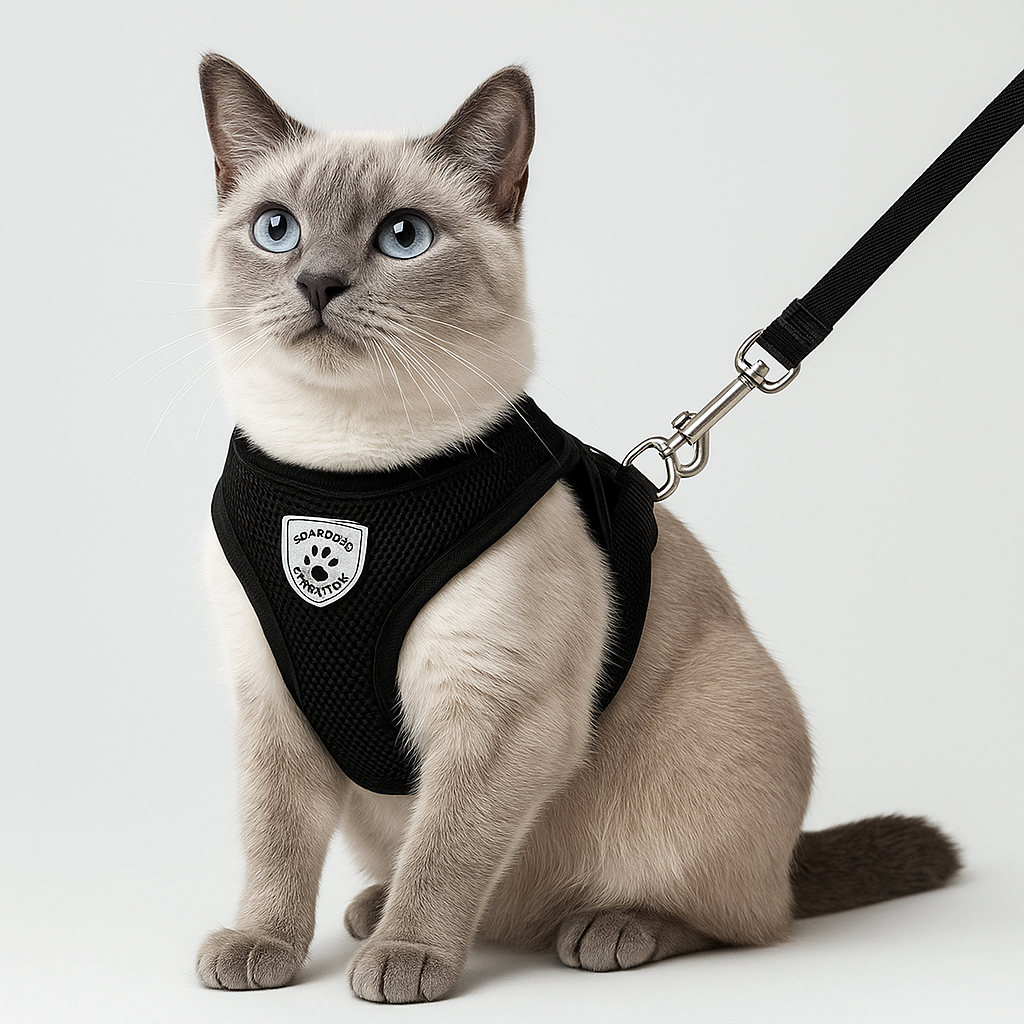Harnais réglable avec laisse pour chat – Sécurité et confort en promenade