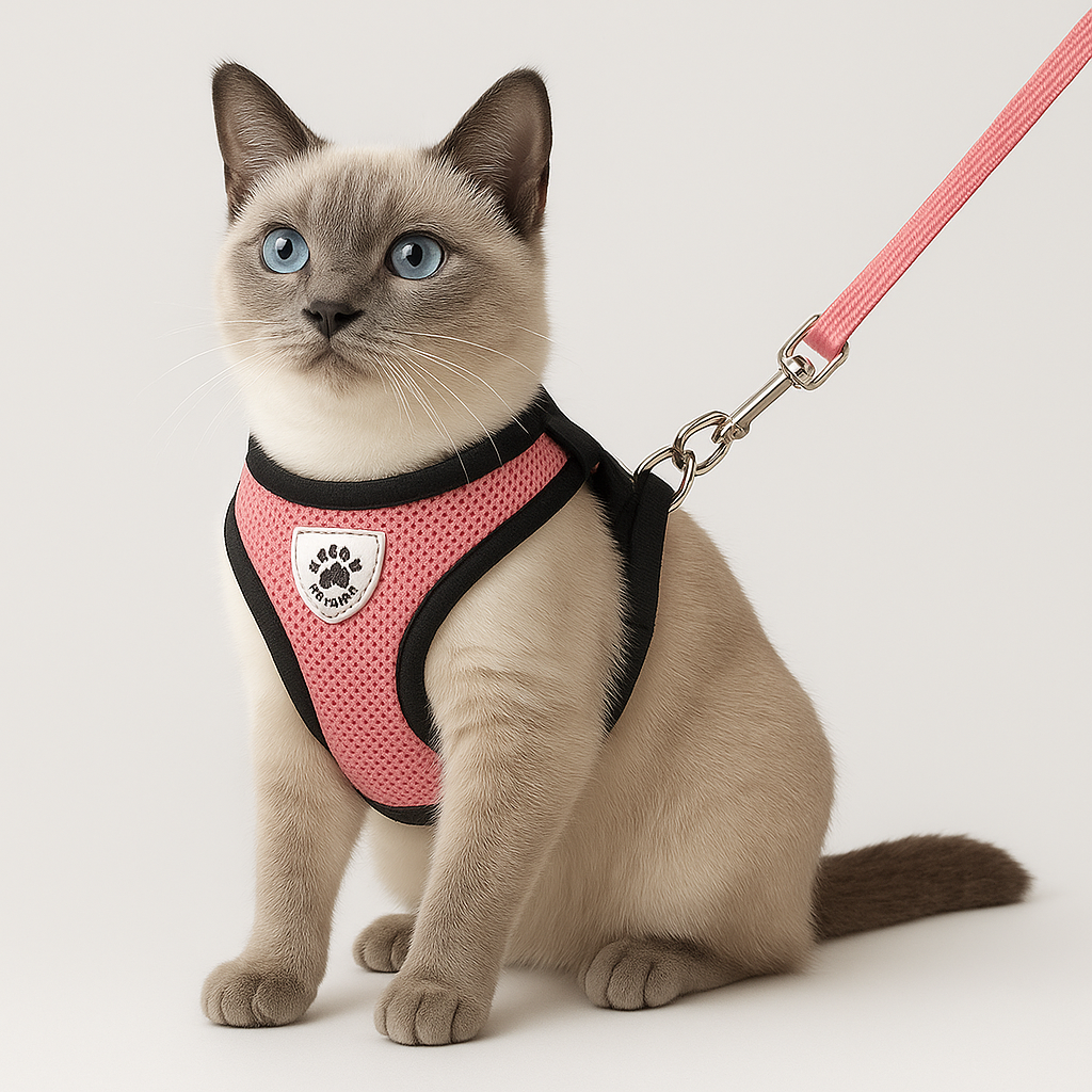 Harnais réglable avec laisse pour chat – Sécurité et confort en promenade