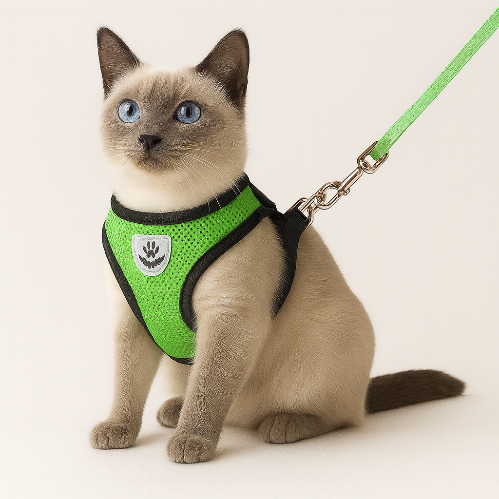 Harnais réglable avec laisse pour chat – Sécurité et confort en promenade