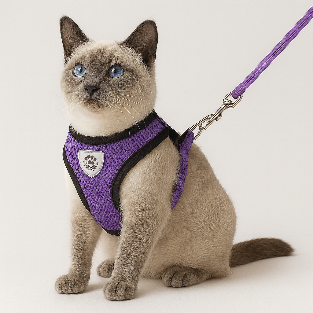 Harnais réglable avec laisse pour chat – Sécurité et confort en promenade