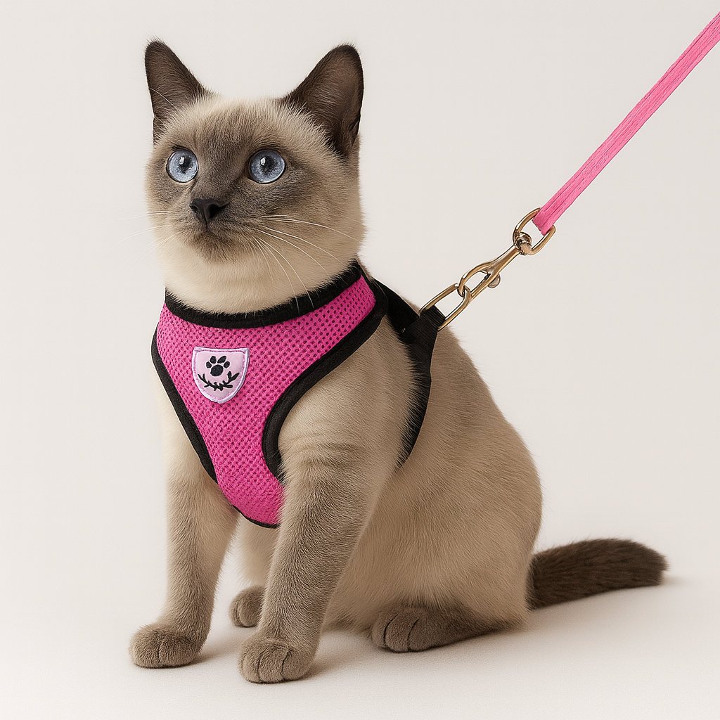 Harnais réglable avec laisse pour chat – Sécurité et confort en promenade