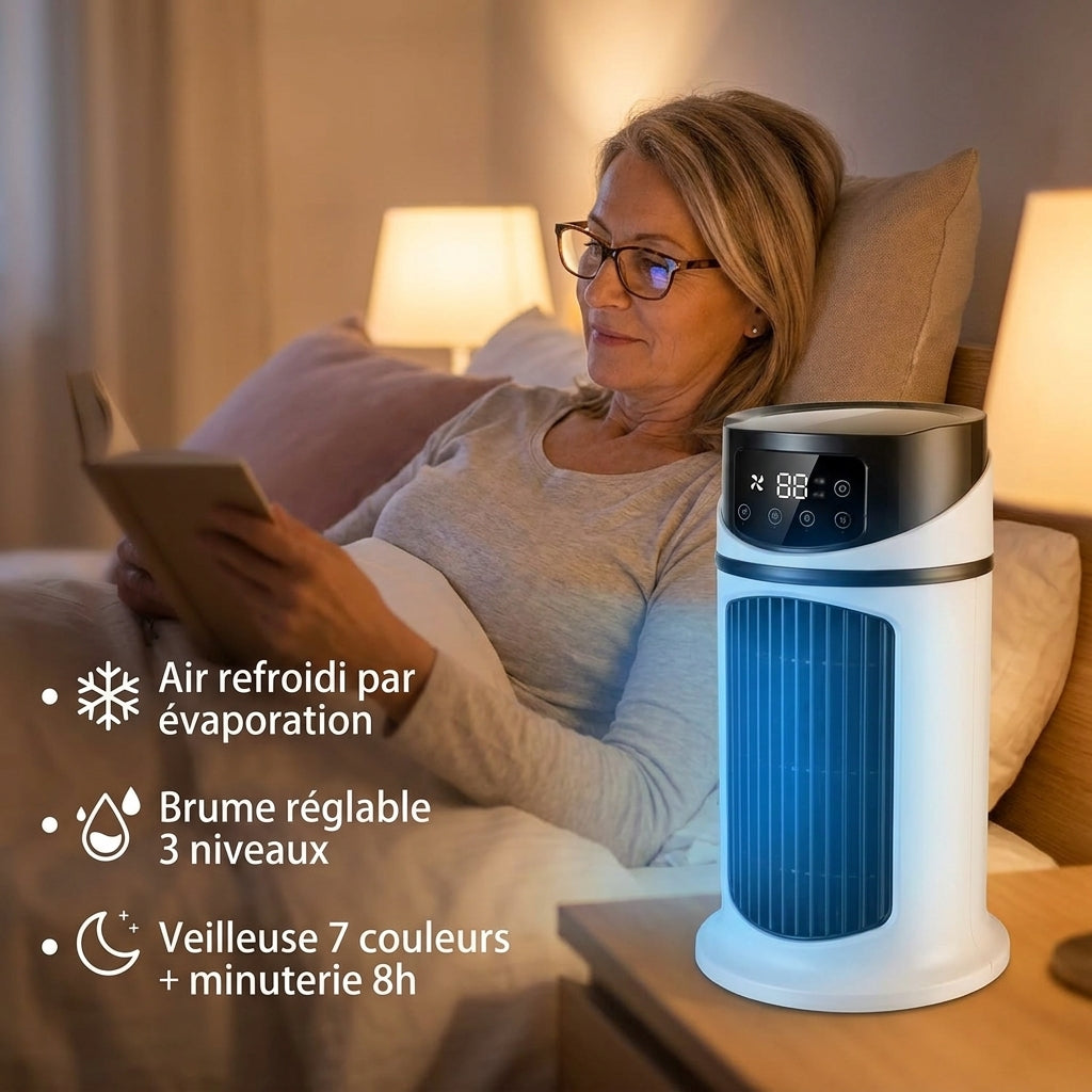 AirFrost PRO | Rafraîchisseur d'Air Silencieux 8h d'Autonomie