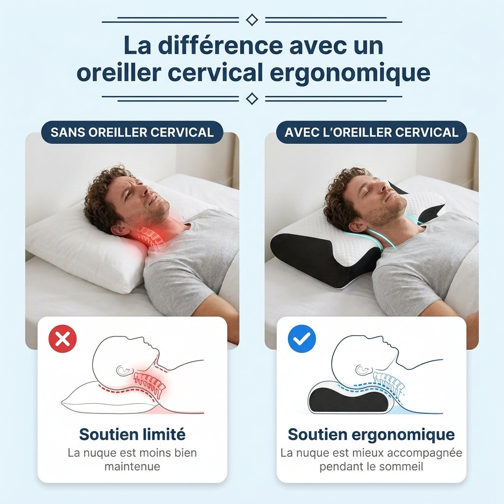 Sleep'Zen | Oreiller cervical réglable ergonomique | Confort & Soulagement du cou