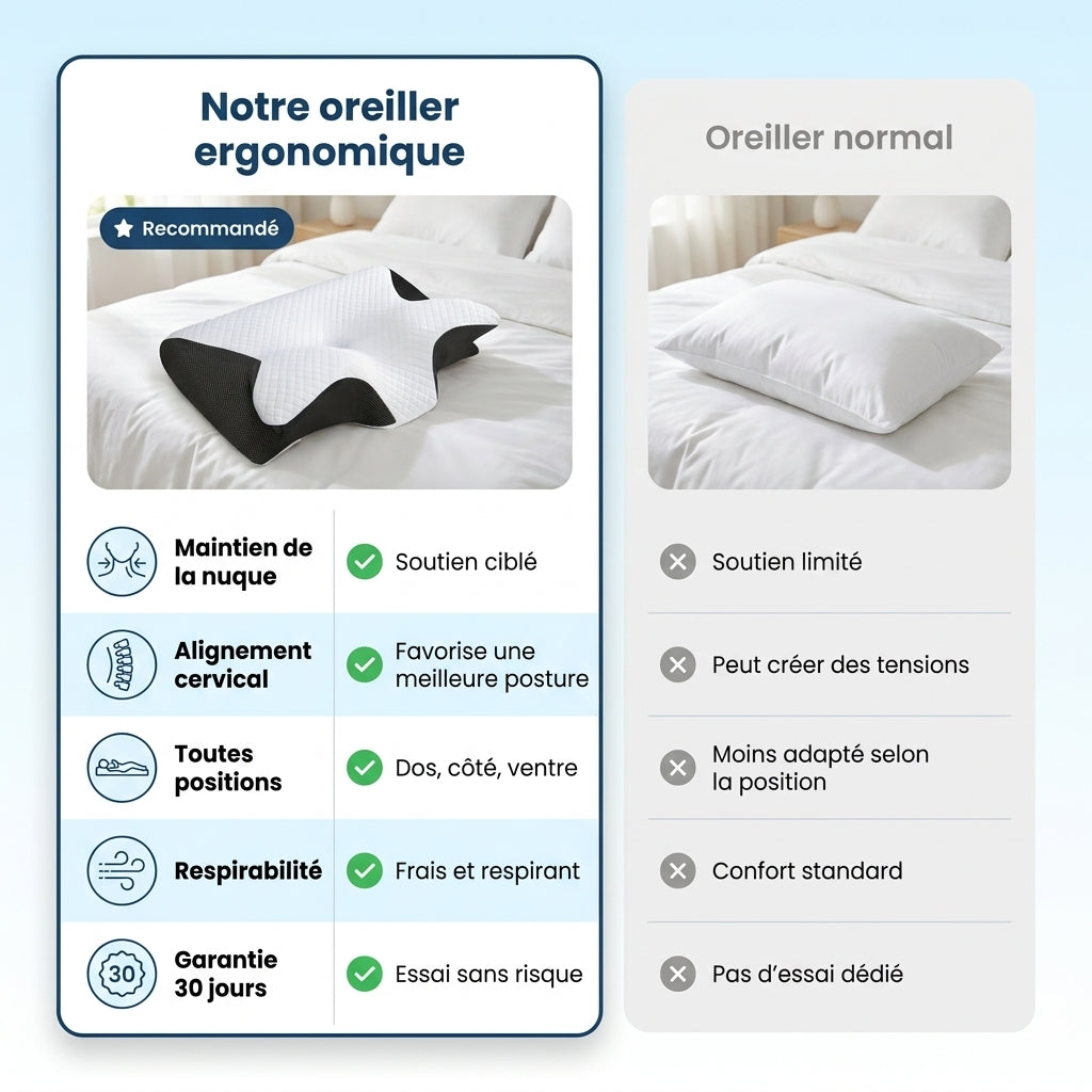 Sleep'Zen | Oreiller cervical réglable ergonomique | Confort & Soulagement du cou