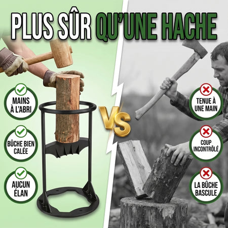 Fendeuse à bûches manuelle en acier au manganèse – Fendeur de bois robuste et sécuritaire pour chauffage