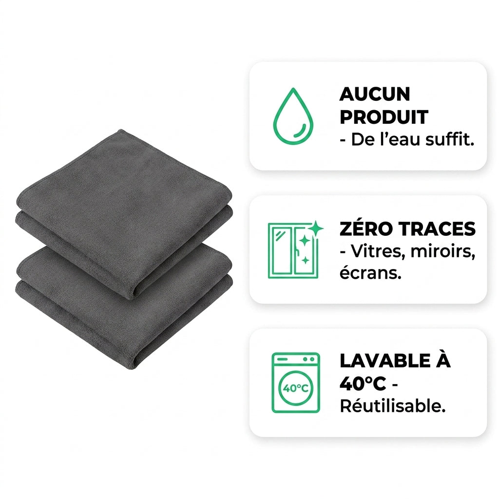 MagicClean | Chiffon microfibre ultra-absorbant | Anti-traces et anti-calcaire