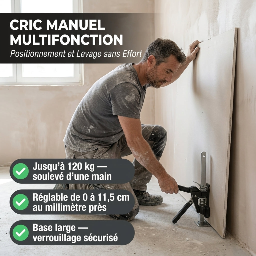 Cric manuel multifonction pour pose et levage facile