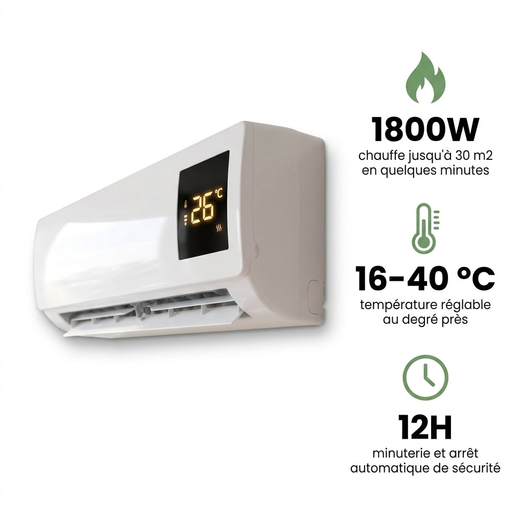 Air'PRO | Chauffage MuralRéversible 2-en-1 | Chaud l'Hiver, Frais l'Été