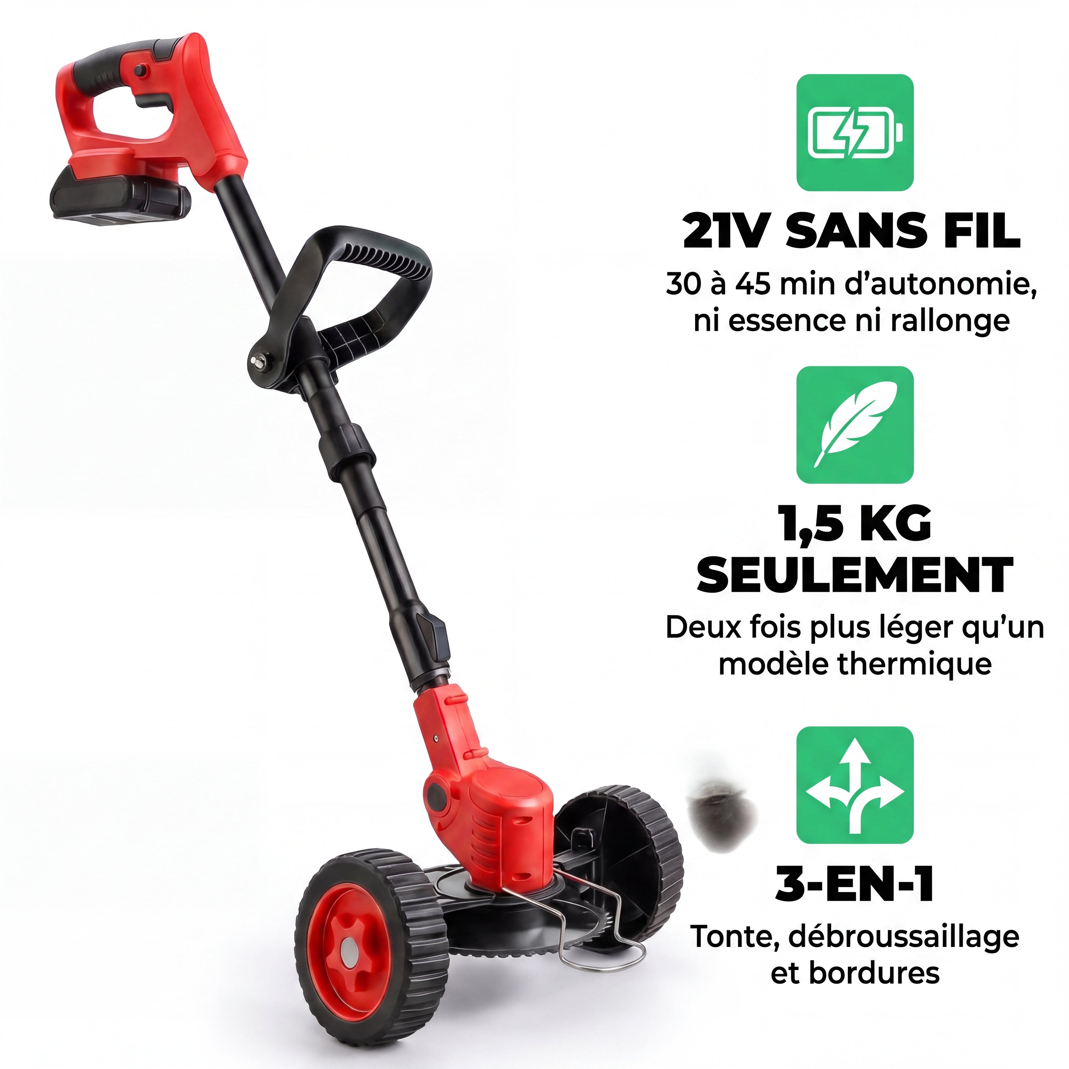D50 PRO | Débroussailleuse Électrique 3-en-1 sur Roues