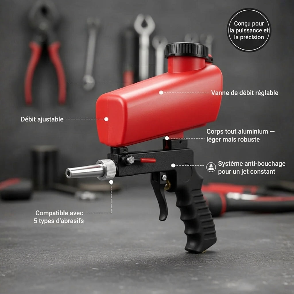 Pistolet de Sablage Pneumatique Portable – Décapage Efficace Rouille & Peinture – Haute Précision
