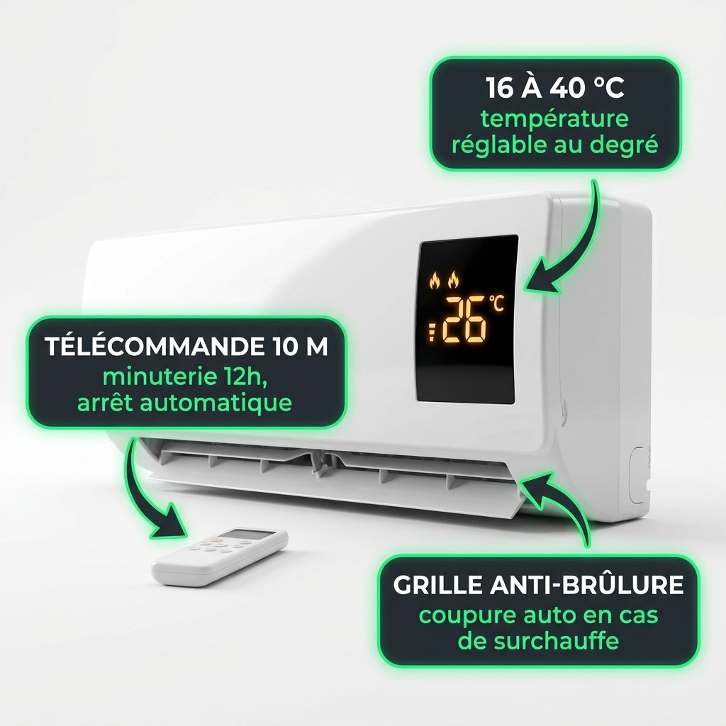 Air'PRO | Chauffage MuralRéversible 2-en-1 | Chaud l'Hiver, Frais l'Été