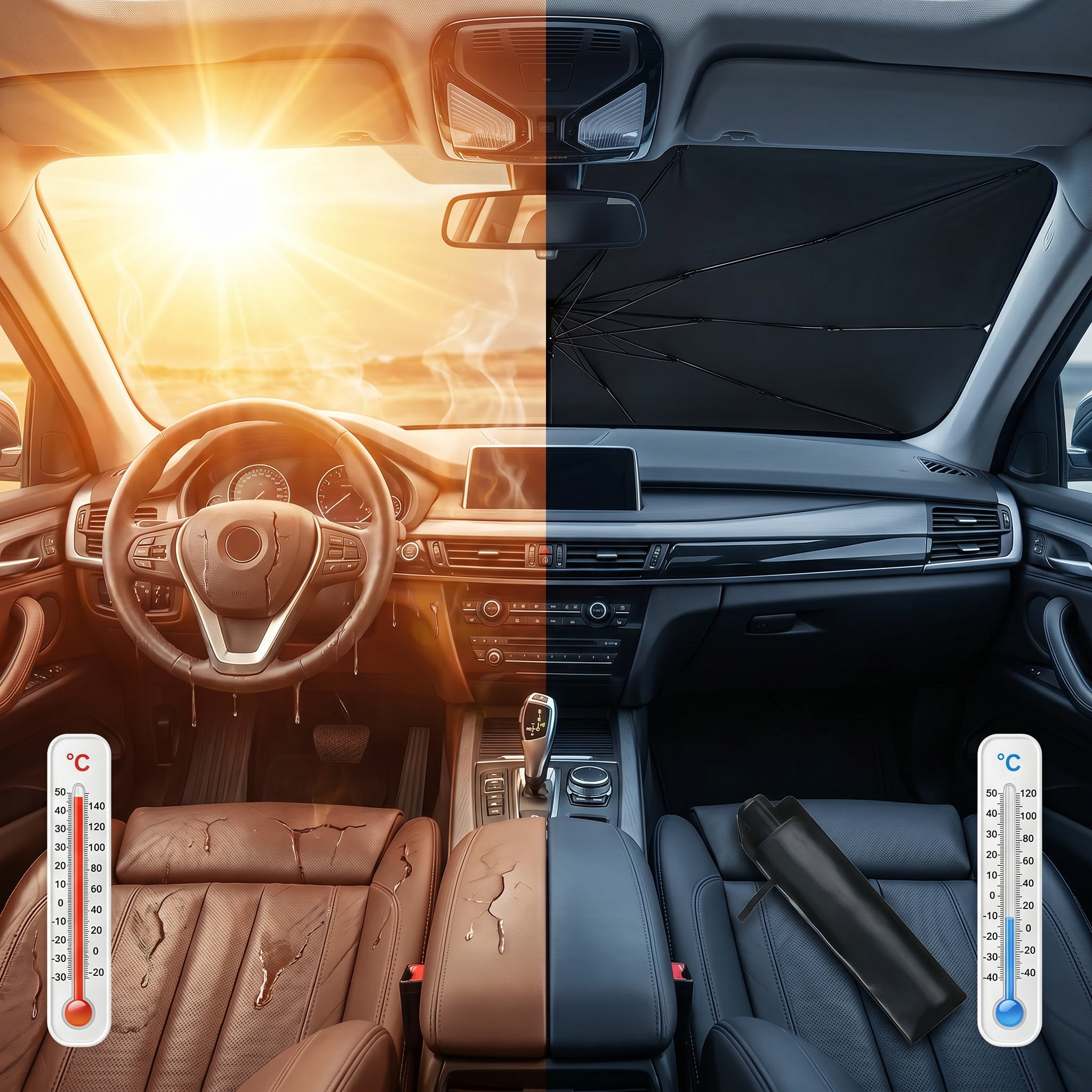 SunBloc – Pare-soleil voiture repliable, protection thermique anti-UV