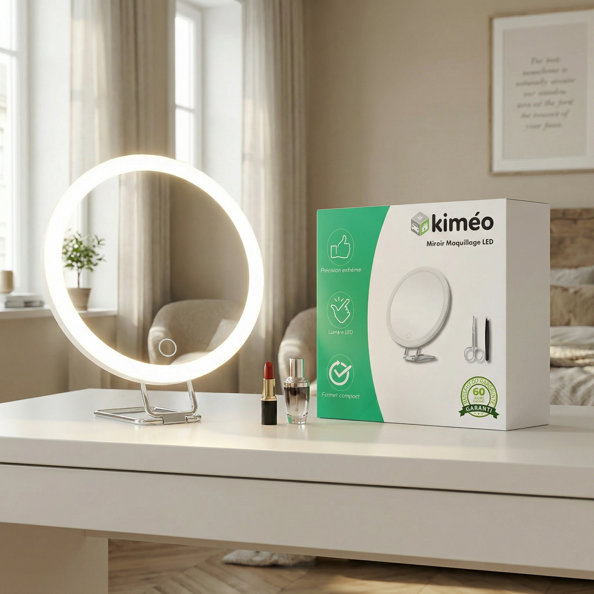 Miroir Maquillage LED Compact et Grossissant Lumière Portable 30x Précision Voyage Éclairage Ajustable