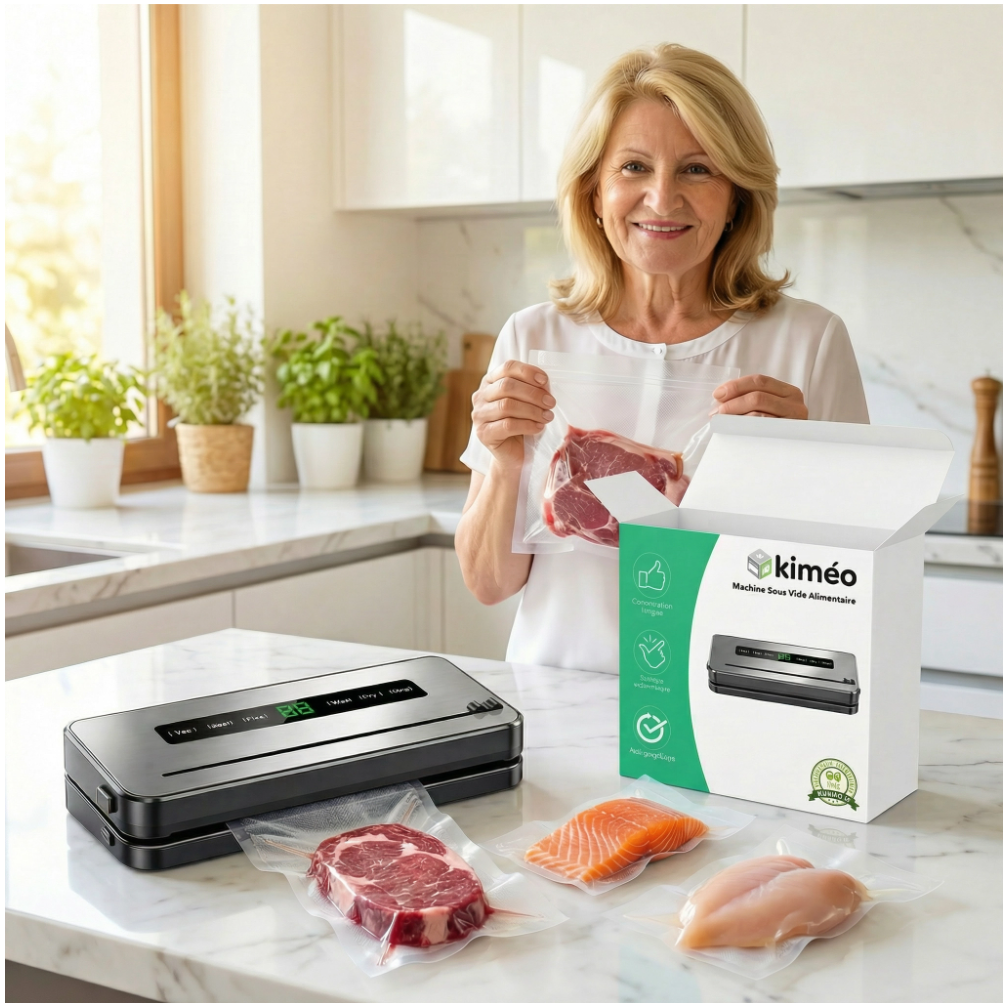 Machine Sous Vide Alimentaire | Conservation Optimale des Aliments – Scellage Automatique, Compacte, 10 Sacs Inclus